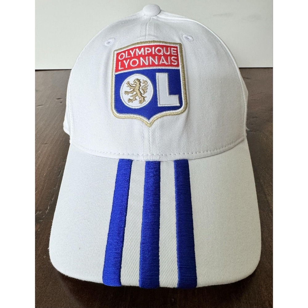 Olympique Lyonnais Hat Cap Mens One Size White Soccer Adidas Strap Back France